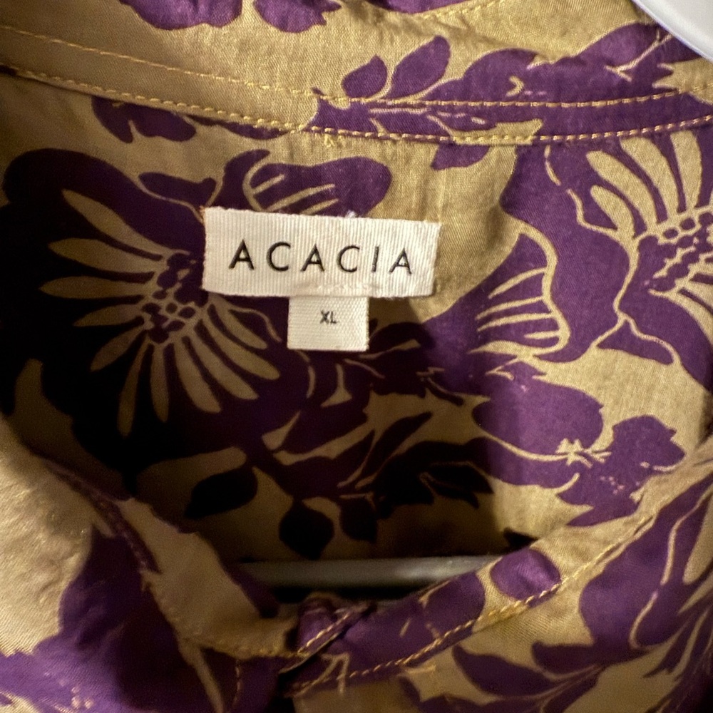 Acacia Mombosa Purple and Tan Button Down Shirt - Picture 3 of 4
